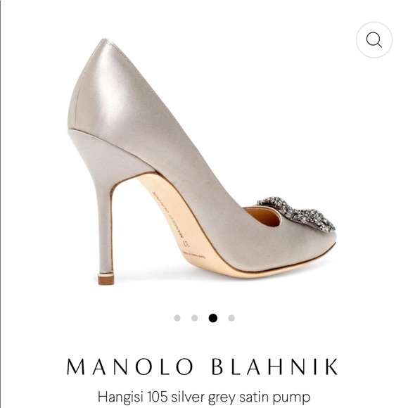 MANOLO BLAHNIK Hangisi 105 silver grey satin pump - Picture 3 of 14